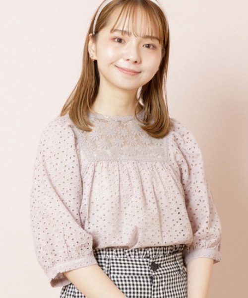 flower（フラワー）の「シーフラワーレーストップ（Tシャツ/カットソー・レディース・ブルー/ピンク・FREE）」の2枚目の写真