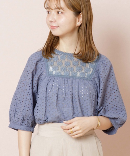 flower（フラワー）の「シーフラワーレーストップ（Tシャツ/カットソー・レディース・ブルー/ピンク・FREE）」の5枚目の写真