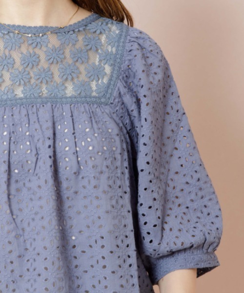 flower（フラワー）の「シーフラワーレーストップ（Tシャツ/カットソー・レディース・ブルー/ピンク・FREE）」の6枚目の写真