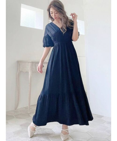 RESEXXY(リゼクシー)の「ボリュームスリーブ深Vワンピース(ワンピース・レディース・ブラック/ベージュ/その他1・FREE)」の16枚目の写真