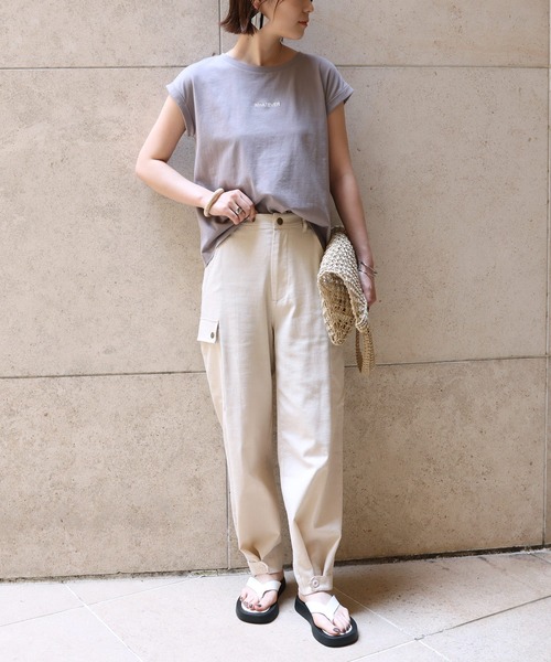 andme（アンドミー）の「レーヨンリネン2wayカーゴパンツ（カーゴパンツ・レディース・ブラック/ライトカーキ/グレー系その他/キナリ・M/L）」の9枚目の写真