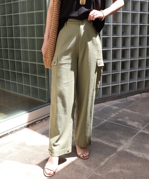 andme（アンドミー）の「レーヨンリネン2wayカーゴパンツ（カーゴパンツ・レディース・ブラック/ライトカーキ/グレー系その他/キナリ・M/L）」の11枚目の写真