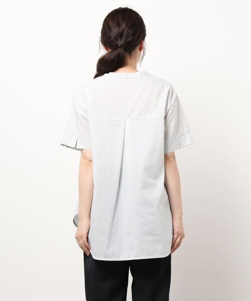 fleur by mint breeze(フルールバイミントブリーズ)の「【M~5L】ストライプシャツ(シャツ/ブラウス・レディース・ライトグリーン/ブラウン/ネイビー・5L/3L/L/4L/LL/M)」の18枚目の写真