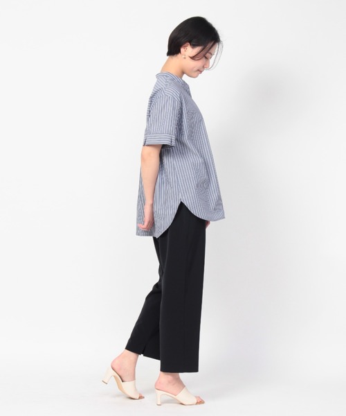 fleur by mint breeze(フルールバイミントブリーズ)の「【M~5L】ストライプシャツ(シャツ/ブラウス・レディース・ライトグリーン/ブラウン/ネイビー・5L/3L/L/4L/LL/M)」の10枚目の写真