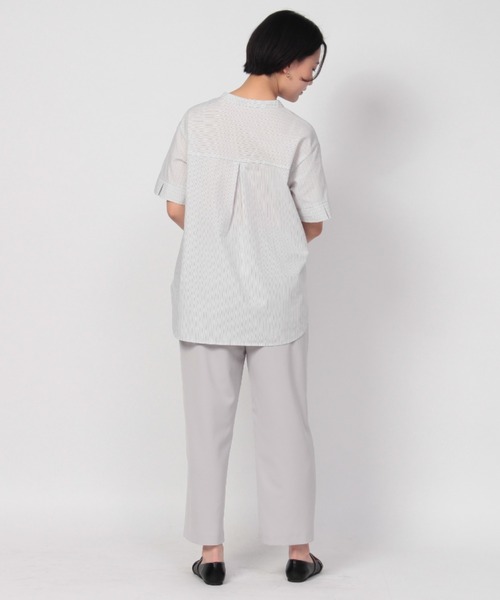 fleur by mint breeze(フルールバイミントブリーズ)の「【M~5L】ストライプシャツ(シャツ/ブラウス・レディース・ライトグリーン/ブラウン/ネイビー・5L/3L/L/4L/LL/M)」の4枚目の写真