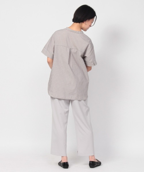 fleur by mint breeze(フルールバイミントブリーズ)の「【M~5L】ストライプシャツ(シャツ/ブラウス・レディース・ライトグリーン/ブラウン/ネイビー・5L/3L/L/4L/LL/M)」の11枚目の写真