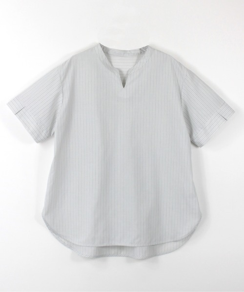 fleur by mint breeze(フルールバイミントブリーズ)の「【M~5L】ストライプシャツ(シャツ/ブラウス・レディース・ライトグリーン/ブラウン/ネイビー・5L/3L/L/4L/LL/M)」の21枚目の写真