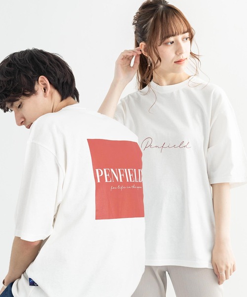 PEN FIELD（ペンフィールド）の「オーバーサイズ PENFIELD ペンフィールド スクエアパネルロゴバックプリント半袖Tシャツ 別注（Tシャツ/カットソー・メンズ・ホワイト/オートミール/ネイビー/ブルー/ホワイト系/グリーン/ブラック/チャコール・M/L/XL）」の3枚目の写真