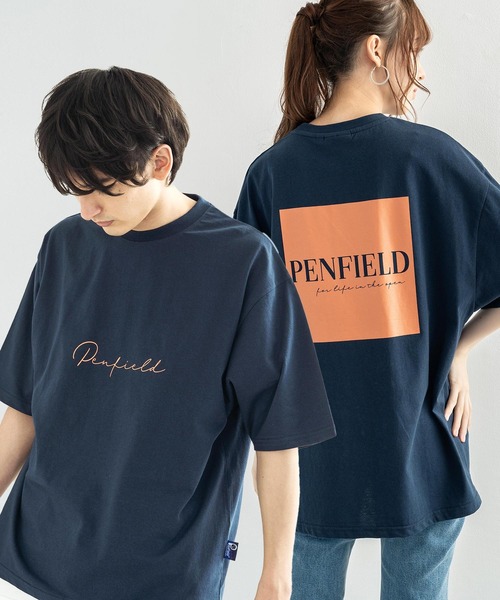 PEN FIELD（ペンフィールド）の「オーバーサイズ PENFIELD ペンフィールド スクエアパネルロゴバックプリント半袖Tシャツ 別注（Tシャツ/カットソー・メンズ・ホワイト/オートミール/ネイビー/ブルー/ホワイト系/グリーン/ブラック/チャコール・M/L/XL）」の8枚目の写真