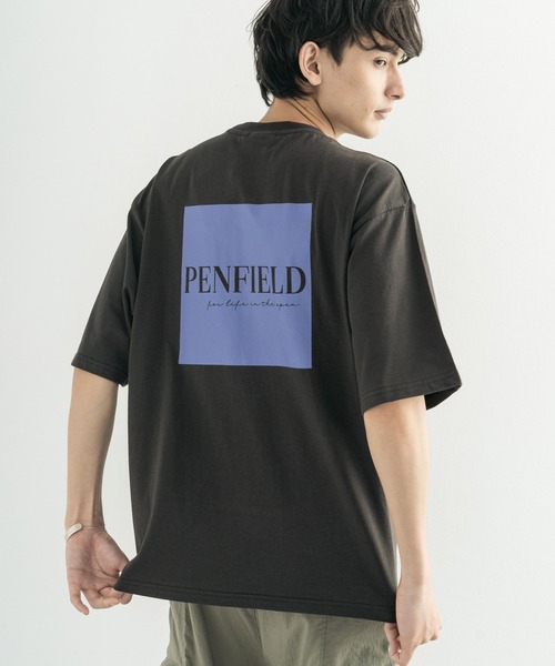 PEN FIELD（ペンフィールド）の「オーバーサイズ PENFIELD ペンフィールド スクエアパネルロゴバックプリント半袖Tシャツ 別注（Tシャツ/カットソー・メンズ・ホワイト/オートミール/ネイビー/ブルー/ホワイト系/グリーン/ブラック/チャコール・M/L/XL）」の4枚目の写真