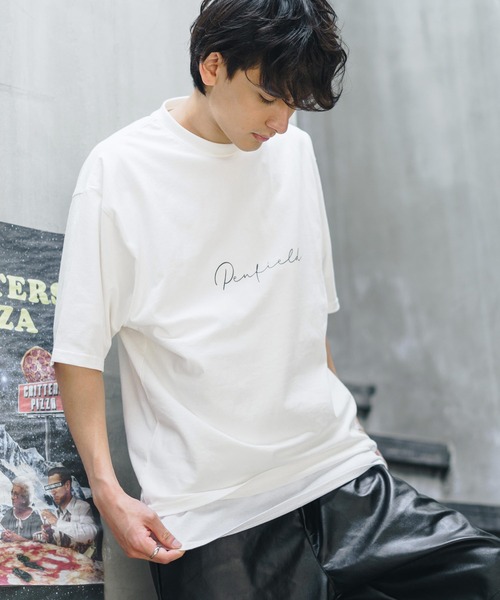 PEN FIELD（ペンフィールド）の「オーバーサイズ PENFIELD ペンフィールド スクエアパネルロゴバックプリント半袖Tシャツ 別注（Tシャツ/カットソー・メンズ・ホワイト/オートミール/ネイビー/ブルー/ホワイト系/グリーン/ブラック/チャコール・M/L/XL）」の9枚目の写真