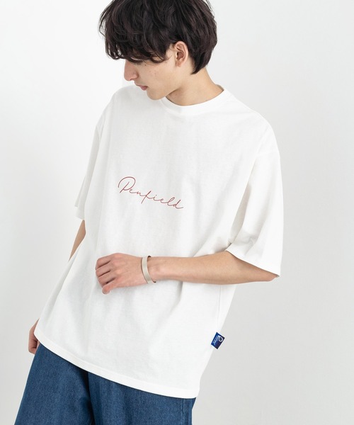 PEN FIELD（ペンフィールド）の「オーバーサイズ PENFIELD ペンフィールド スクエアパネルロゴバックプリント半袖Tシャツ 別注（Tシャツ/カットソー・メンズ・ホワイト/オートミール/ネイビー/ブルー/ホワイト系/グリーン/ブラック/チャコール・M/L/XL）」の18枚目の写真
