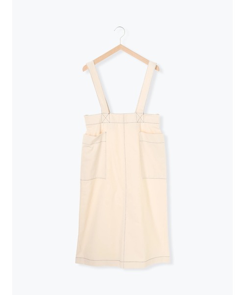 ehka sopo（エヘカソポ）の「配色ステッチジャンスカ（ジャンパースカート・レディース・ミント/ブラウン/キナリ・ﾌﾘ-）」の10枚目の写真