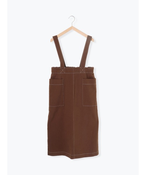 ehka sopo（エヘカソポ）の「配色ステッチジャンスカ（ジャンパースカート・レディース・ミント/ブラウン/キナリ・ﾌﾘ-）」の11枚目の写真