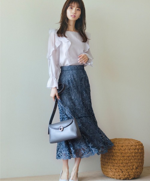 PROPORTION BODY DRESSING(プロポーションボディドレッシング)の「マーメイドバイカラーレーススカート / 1211220509(スカート・レディース・パープル/ライトグリーン/ダークグレー・SMALL/MEDIUM)」の3枚目の写真