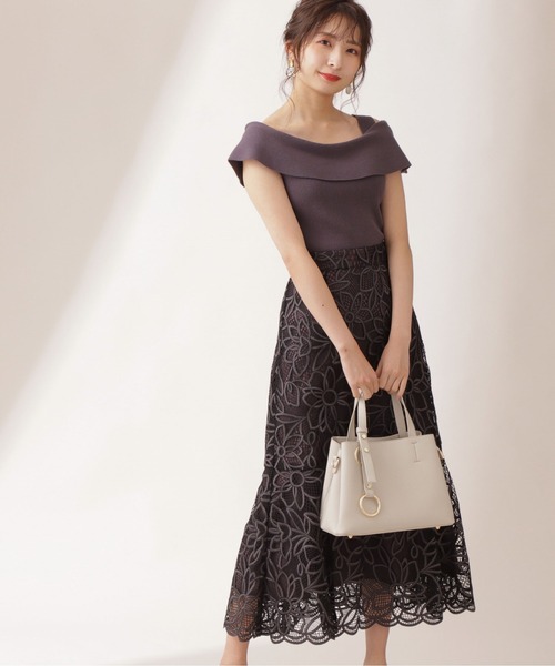 PROPORTION BODY DRESSING(プロポーションボディドレッシング)の「マーメイドバイカラーレーススカート / 1211220509(スカート・レディース・パープル/ライトグリーン/ダークグレー・SMALL/MEDIUM)」の6枚目の写真