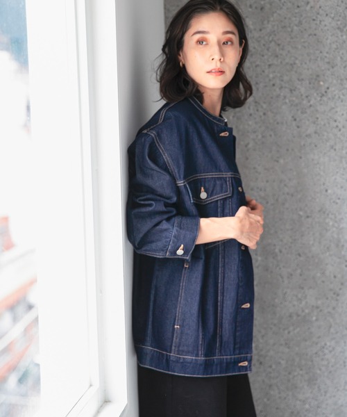 ▼未使用✨レリアン【17⁺】3XL デニム ペプラム カラージャケット スタッズ ▽未使用✨レリアン【17⁺】3XL デニム ペプラム カラー
