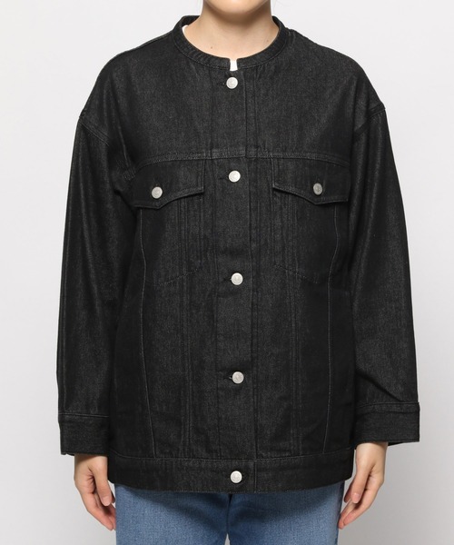 LEPSIM（レプシィム）の「スタンドカラーＧジャン　955928（デニムジャケット・レディース・ブラック/ベージュ/インディゴブルー・FREE）」の8枚目の写真