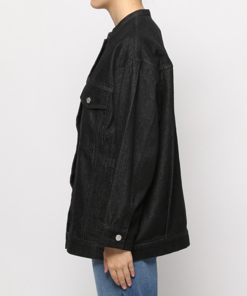 LEPSIM（レプシィム）の「スタンドカラーＧジャン　955928（デニムジャケット・レディース・ブラック/ベージュ/インディゴブルー・FREE）」の9枚目の写真