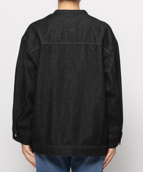 LEPSIM（レプシィム）の「スタンドカラーＧジャン　955928（デニムジャケット・レディース・ブラック/ベージュ/インディゴブルー・FREE）」の10枚目の写真