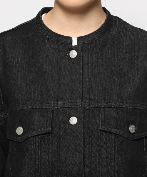 LEPSIM（レプシィム）の「スタンドカラーＧジャン　955928（デニムジャケット・レディース・ブラック/ベージュ/インディゴブルー・FREE）」の11枚目の写真