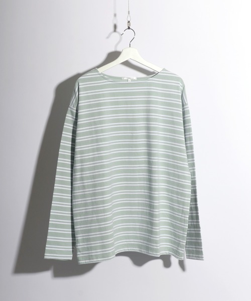 Salong hameu(サロン ハミュー)の「ヘビーウェイト ボートネックボーダーロンT(Tシャツ/カットソー・メンズ・ホワイト系その他/グリーン系その他/ベージュ系その他/ブラック系その他・M/L)」の7枚目の写真