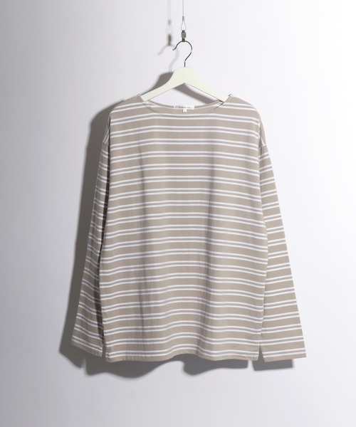 Salong hameu(サロン ハミュー)の「ヘビーウェイト ボートネックボーダーロンT(Tシャツ/カットソー・メンズ・ホワイト系その他/グリーン系その他/ベージュ系その他/ブラック系その他・M/L)」の6枚目の写真
