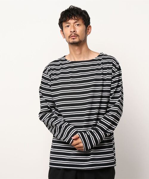 Salong hameu(サロン ハミュー)の「ヘビーウェイト ボートネックボーダーロンT(Tシャツ/カットソー・メンズ・ホワイト系その他/グリーン系その他/ベージュ系その他/ブラック系その他・M/L)」の17枚目の写真