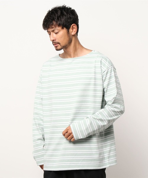 Salong hameu(サロン ハミュー)の「ヘビーウェイト ボートネックボーダーロンT(Tシャツ/カットソー・メンズ・ホワイト系その他/グリーン系その他/ベージュ系その他/ブラック系その他・M/L)」の21枚目の写真