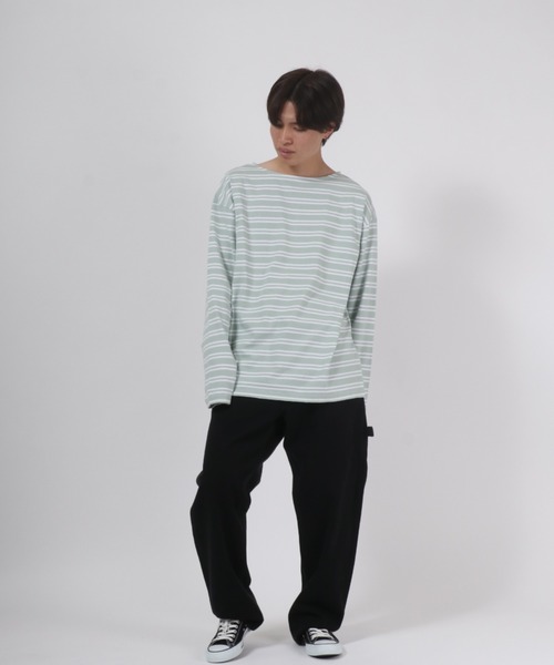 Salong hameu(サロン ハミュー)の「ヘビーウェイト ボートネックボーダーロンT(Tシャツ/カットソー・メンズ・ホワイト系その他/グリーン系その他/ベージュ系その他/ブラック系その他・M/L)」の20枚目の写真