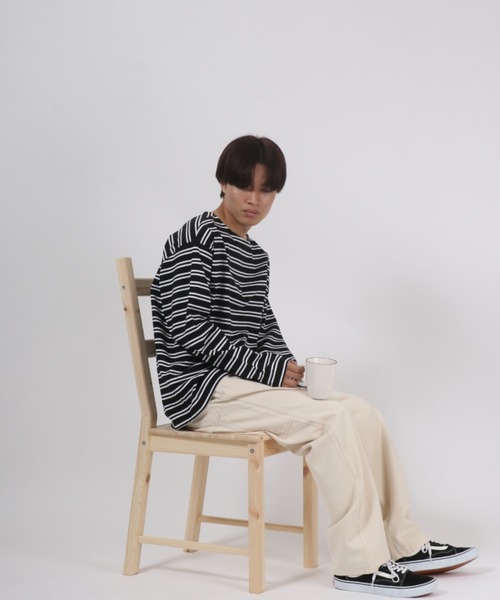 Salong hameu(サロン ハミュー)の「ヘビーウェイト ボートネックボーダーロンT(Tシャツ/カットソー・メンズ・ホワイト系その他/グリーン系その他/ベージュ系その他/ブラック系その他・M/L)」の19枚目の写真