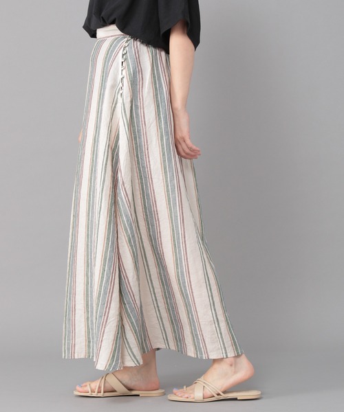 studio CLIP（スタディオクリップ）の「《Natural by studio CLIP》リネンストレートスカート（スカート・レディース・ベージュ/オフホワイト/サックスブルー・FREE）」の2枚目の写真