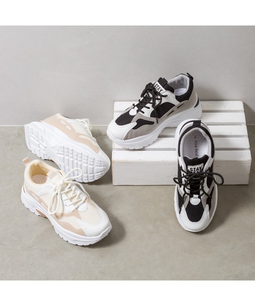 SpRay(スプレイ)の「厚底スニーカー(スニーカー・レディース・ブラック/ベージュ・SMALL/MEDIUM/LARGE)」の3枚目の写真
