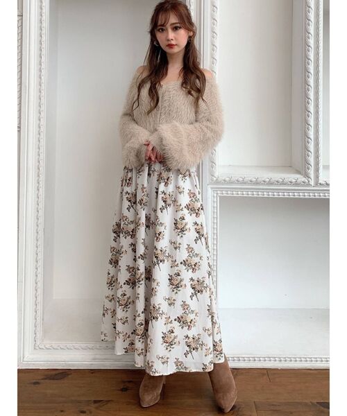 RESEXXY（リゼクシー）の「フラワーロングフレアスカート（スカート・レディース・ホワイト/ブラック/ブラウン・FREE）」の9枚目の写真