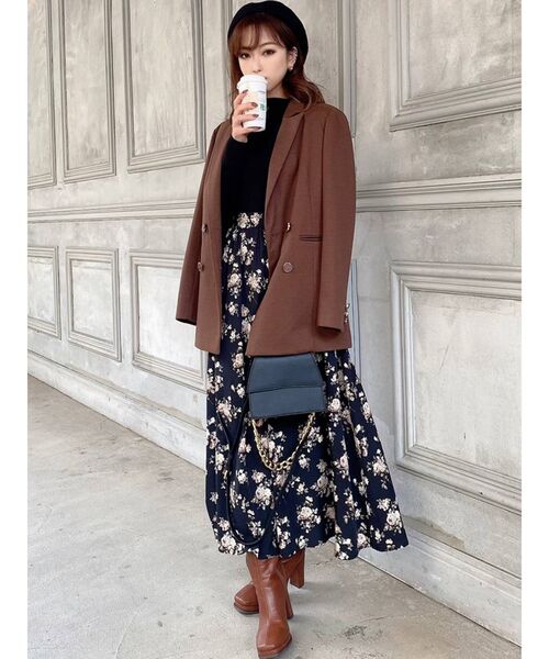 RESEXXY（リゼクシー）の「フラワーロングフレアスカート（スカート・レディース・ホワイト/ブラック/ブラウン・FREE）」の6枚目の写真