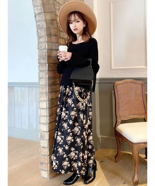 RESEXXY（リゼクシー）の「フラワーロングフレアスカート（スカート・レディース・ホワイト/ブラック/ブラウン・FREE）」の16枚目の写真