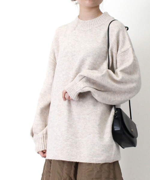STYLEBLOCK（スタイルブロック）の「もちもちニットハイネックプルオーバー（ニット/セーター・レディース・アイボリー/イエロー/チャコールグレー/ライトベージュ/パープル・M）」の2枚目の写真