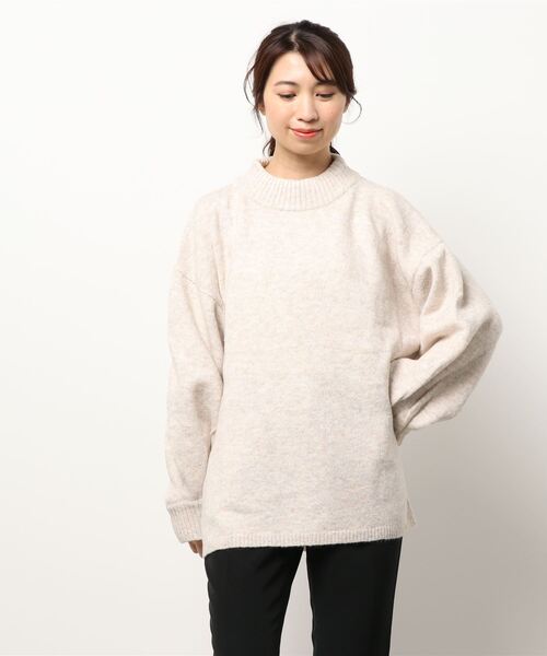 STYLEBLOCK（スタイルブロック）の「もちもちニットハイネックプルオーバー（ニット/セーター・レディース・アイボリー/イエロー/チャコールグレー/ライトベージュ/パープル・M）」の8枚目の写真