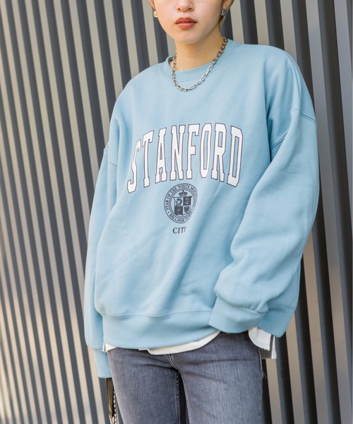 SpRay(スプレイ)の「裏起毛カレッジスウェット(スウェット・レディース・ネイビー/オフホワイト/ブルー/グリーン/オートミール・FREE)」の5枚目の写真