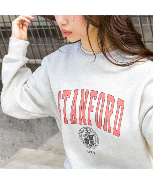 SpRay(スプレイ)の「裏起毛カレッジスウェット(スウェット・レディース・ネイビー/オフホワイト/ブルー/グリーン/オートミール・FREE)」の6枚目の写真