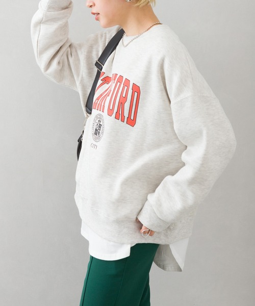 SpRay(スプレイ)の「裏起毛カレッジスウェット(スウェット・レディース・ネイビー/オフホワイト/ブルー/グリーン/オートミール・FREE)」の7枚目の写真