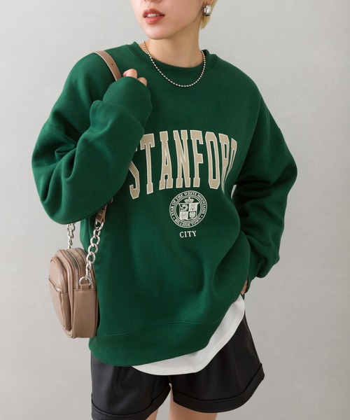 SpRay(スプレイ)の「裏起毛カレッジスウェット(スウェット・レディース・ネイビー/オフホワイト/ブルー/グリーン/オートミール・FREE)」の10枚目の写真