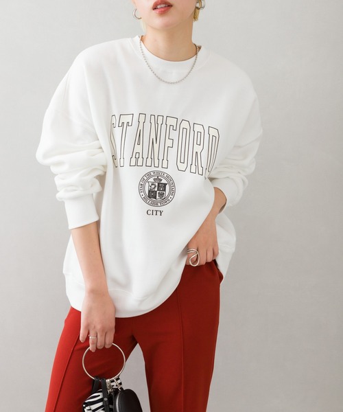 SpRay(スプレイ)の「裏起毛カレッジスウェット(スウェット・レディース・ネイビー/オフホワイト/ブルー/グリーン/オートミール・FREE)」の11枚目の写真