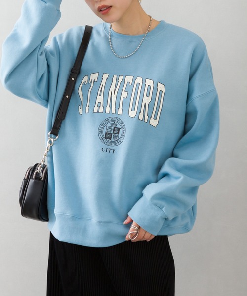 SpRay(スプレイ)の「裏起毛カレッジスウェット(スウェット・レディース・ネイビー/オフホワイト/ブルー/グリーン/オートミール・FREE)」の12枚目の写真