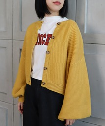 moment+ | 5G ガーター編みクルーネックショートニットカーデ(カーディガン/ボレロ)