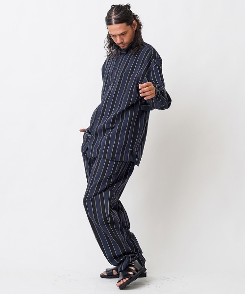 EGO TRIPPING(エゴトリッピング)の「mp9570- JOKER STRIPES TOURSERS トラウザーパンツ(その他パンツ・メンズ・ブラック×ブルー/オレンジ系その他・29/31/33)」の9枚目の写真