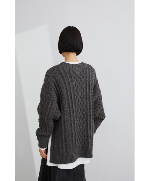STYLEMIXER（スタイルミキサー）の「サイドスリットケーブルニット（ニット/セーター・レディース・イエロー系その他/チャコールグレー/ベージュ・FREE）」の21枚目の写真
