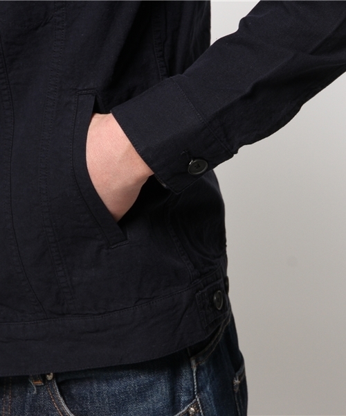 WEGO（ウィゴー）の「WEGO/フレンチリネン混Gジャン（デニムジャケット・メンズ・ホワイト/ブルー/ネイビー・MEDIUM/LARGE）」の4枚目の写真