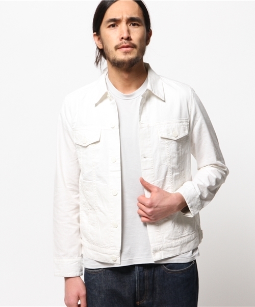 WEGO（ウィゴー）の「WEGO/フレンチリネン混Gジャン（デニムジャケット・メンズ・ホワイト/ブルー/ネイビー・MEDIUM/LARGE）」の17枚目の写真