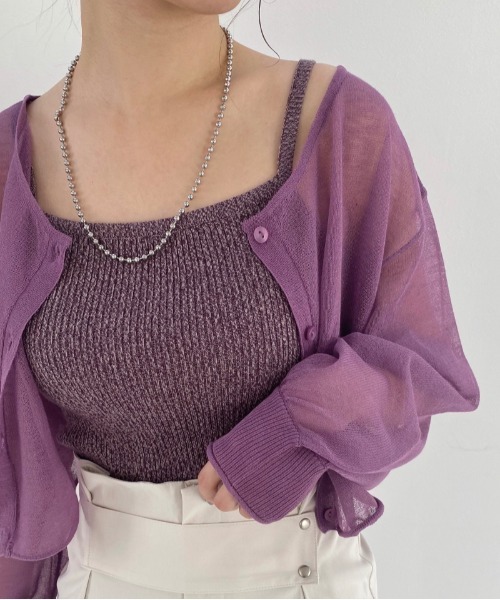 RAY CASSIN(レイカズン)の「メランジニットキャミ(キャミソール・レディース・ベージュ/パープル/ブルー・FREE)」の3枚目の写真